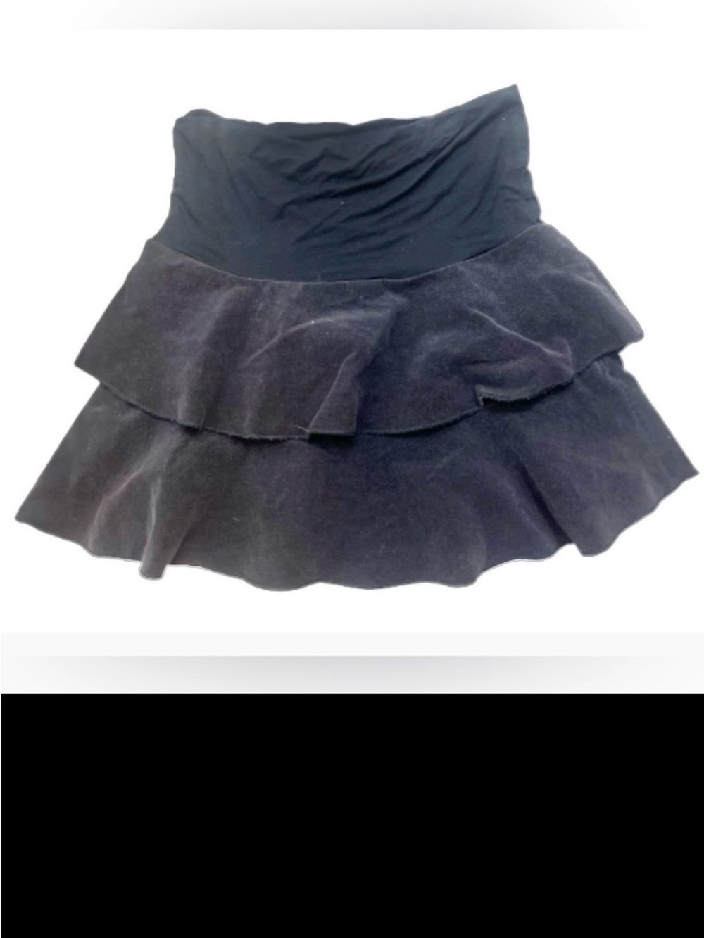 Women’s Festival Ready Black Corduroy‎ Ruffled Mini Skirt - Picture 2 of 7